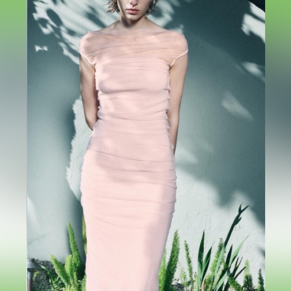Tulle Knit Midi Dress